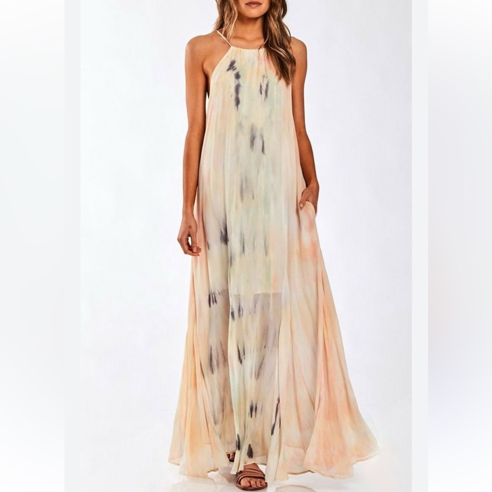 Young Fabulous & Broke Elie Trapeze in Buttercup Picnic Wash Maxi Dress size S
